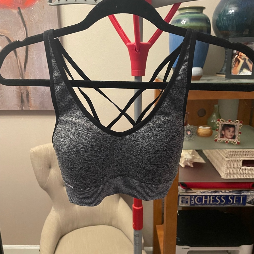 Two PINK Victoria's Secret Black and Gray Sports Bras one size, like new